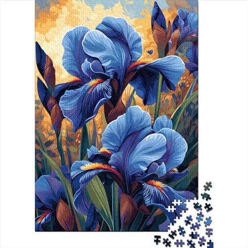 Blue Iris Flowers Puzzle 1000 Teile Für Erwachsene Heimdekoration Holzpuzzle Jigsaw Puzzle Für Erwachsene Und Kinder 1000 Teile (75x50cm) von GAOYUCHUN