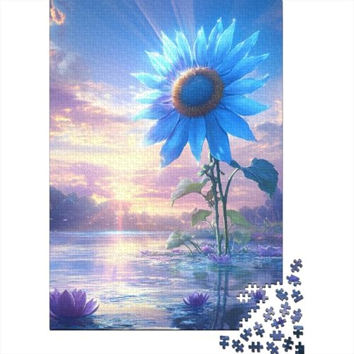 Blue Sunflower 1000 Teile Puzzles Lernspiel Spielzeug Geschenk Puzzle 1000 Teile Puzzles Heim Dekoration Stressabbau-Spielzeug Für Erwachsene Und Kinder Ab 12 Jahren 1000pcs (75x50cm) von GAOYUCHUN