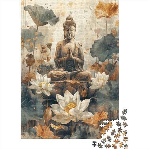 Buddha 1000 Jigsaw Puzzle für Liebe und Freund Holzpuzzle Familie oder Kinder Puzzle 1000 Teile (75 x 50 cm) von GAOYUCHUN