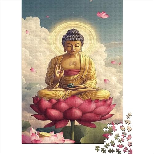 Buddha with Lotus Flower 1000 Teile Puzzles Lernspiel Spielzeug Geschenk Puzzle 1000 Teile Puzzles Heim Dekoration Stressabbau-Spielzeug Für Erwachsene Und Kinder Ab 12 Jahren 1000pcs (75x50cm) von GAOYUCHUN