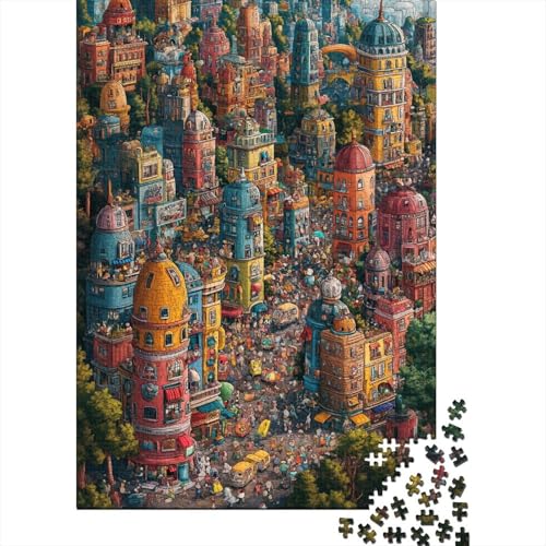 Bustling Cityscape 1000 Teile Egalisches Puzzle für Liebe und Freund Puzzle für Familienspiel für Erwachsene und Familien 1000 Stück (75 x 50 cm) von GAOYUCHUN