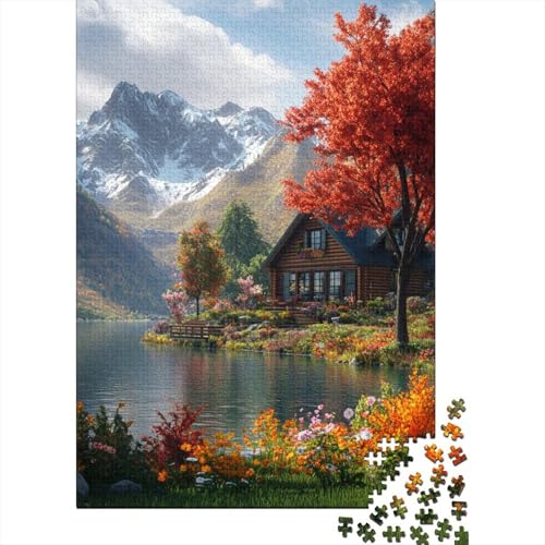 Cabin in The Forest 1000 Teile Puzzles Lernspiel Spielzeug Geschenk Puzzle 1000 Teile Puzzles Heim Dekoration Stressabbau-Spielzeug Für Erwachsene Und Kinder Ab 12 Jahren 1000pcs (75x50cm) von GAOYUCHUN