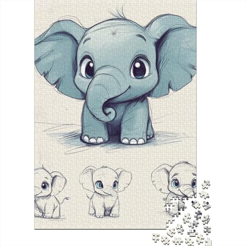 Cartoon Elephant Puzzle 1000 Teile Erwachsene Lernspiel Spielzeug Geschenk Holzpuzzle Erwachsene Für Erwachsene Und Kinder 1000pcs (75x50cm) von GAOYUCHUN