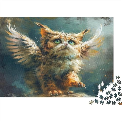 Cat and Owl 500 Teile Puzzle Für Erwachsene Geschicklichkeitsspiel Für Die Ganze Familie Puzzle Für Erwachsene Und Kinder Ab 14 Jahren 500pcs (52x38cm) von GAOYUCHUN