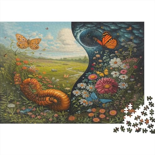 Caterpillar and Butterfly 300 Teile Puzzle Für Erwachsene Impossible Puzzle Puzzle Für Erwachsene Und Kinder Ab 14 Jahren 300pcs (40x28cm) von GAOYUCHUN