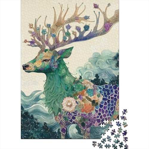 Charming Elk Puzzle 1000 Teile Erwachsene Heim Dekoration Holzpuzzle Erwachsene Für Erwachsene Und Kinder Ab 12 Jahren 1000pcs (75x50cm) von GAOYUCHUN