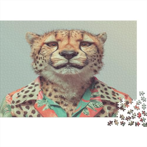 Cheetah Smiling 1000 Stück Puzzles Lernspiel Spielzeug Geschenk Geschicklichkeitsspiel Für Die Ganze Familie Puzzle Für Erwachsene Und Kinder Ab 14 Jahren 1000pcs (75x50cm) von GAOYUCHUN