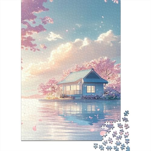 Cherry Blossom Hut Puzzle 1000 Teile Lernspiel Spielzeug Geschenk Holzpuzzle Erwachsene Abbauen Familien Für Erwachsene Und Kinder 1000pcs (75x50cm) von GAOYUCHUN