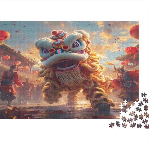 Chinese Lion Dance 300 Teile Puzzle Für Erwachsene Geschenke Für Frauen Puzzle Für Erwachsene Und Kinder Ab 14 Jahren 300pcs (40x28cm) von GAOYUCHUN