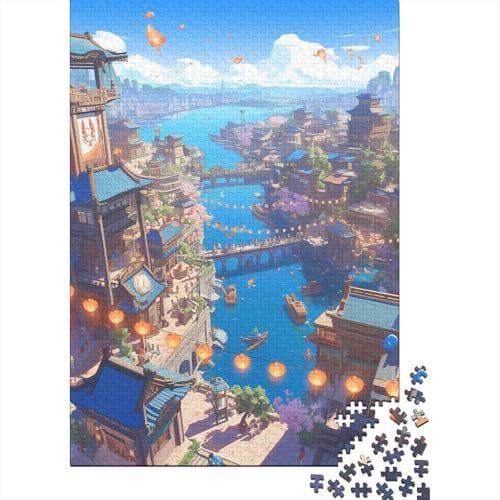 Chinese Town 1000-teiliges Puzzle Lernspiel Spielzeug Geschenk Puzzle 1000 Teile Holzpuzzle Erwachsene Schwieriges Für Erwachsene Und Kinder Ab 12 Jahren 1000pcs (75x50cm) von GAOYUCHUN