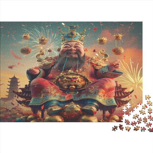 Chinese Traditional God of Wealth Puzzle 1000 Teile Für Erwachsene Puzzles Lernspiel Spielzeug Geschenk Für Erwachsene Und Kinder Ab 12 Jahren 1000pcs (75x50cm) von GAOYUCHUN