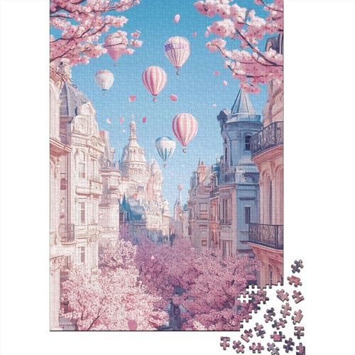 Cityscape with Cherry Blossoms 1000 Teile Puzzles Lernspiel Spielzeug Geschenk Puzzle 1000 Teile Puzzles Heim Dekoration Stressabbau-Spielzeug Für Erwachsene Und Kinder Ab 12 Jahren 1000pcs (75x50cm) von GAOYUCHUN