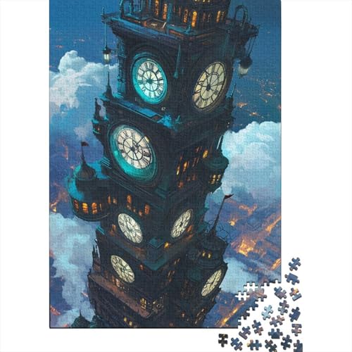 Clock Tower City 1000 Teile Puzzles Lernspiel Spielzeug Geschenk Puzzle 1000 Teile Puzzles Heim Dekoration Stressabbau-Spielzeug Für Erwachsene Und Kinder Ab 12 Jahren 1000pcs (75x50cm) von GAOYUCHUN