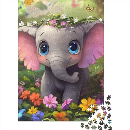 Cute Baby Elephant 1000 Teile Puzzles Lernspiel Spielzeug Geschenk Puzzle 1000 Teile Holzpuzzle Erwachsene Herausforderung Erwachsene Und Kinder Ab 14 Jahren 1000pcs (75x50cm) von GAOYUCHUN