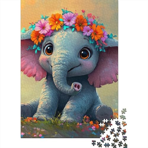 Cute Baby Elephant 1000 Teile Puzzles Lernspiel Spielzeug Geschenk Puzzle 1000 Teile Holzpuzzles Heim Dekoration Erwachsene Und Kinder Ab 14 Jahren 1000pcs (75x50cm) von GAOYUCHUN