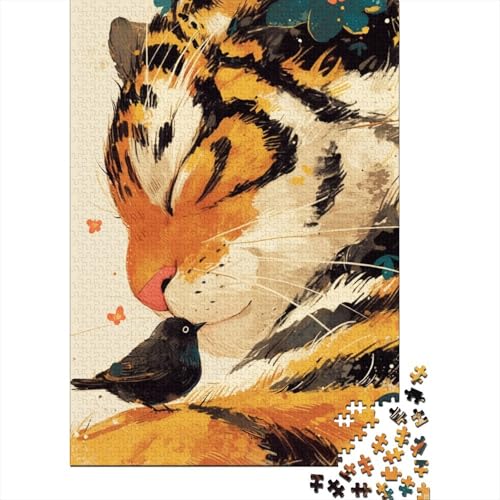 Cute Big Tiger 1000 Stück Puzzles Stressabbau-Spielzeug Puzzle 1000 Teile Holzpuzzle Erwachsene Heim Dekoration Erwachsene Und Kinder Ab 14 Jahren 1000pcs (75x50cm) von GAOYUCHUN