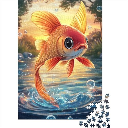 Cute Carp Jumps Out 1000-teiliges Puzzle Herausforderung Puzzle 1000 Teile Holzpuzzle Erwachsene Stressabbau-Spielzeug Für Erwachsene Und Kinder Ab 12 Jahren 1000pcs (75x50cm) von GAOYUCHUN