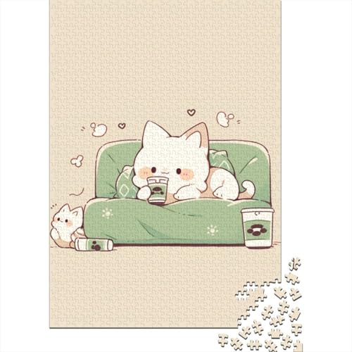 Cute Cat 1000 Teile Puzzles Lernspiel Spielzeug Geschenk Puzzle 1000 Teile Puzzles Heim Dekoration Stressabbau-Spielzeug Für Erwachsene Und Kinder Ab 12 Jahren 1000pcs (75x50cm) von GAOYUCHUN