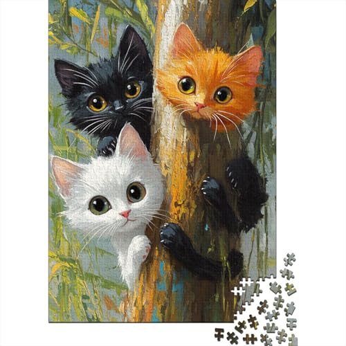 Cute Cats 1000 Teile Puzzles Lernspiel Spielzeug Geschenk Puzzle 1000 Teile Holzpuzzle Erwachsene Herausforderung Erwachsene Und Kinder Ab 14 Jahren 1000pcs (75x50cm) von GAOYUCHUN