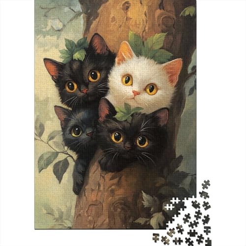 Cute Cats Puzzle 1000 Teile Erwachsene Lernspiel Spielzeug Geschenk Holzpuzzle Erwachsene Für Erwachsene Und Kinder 1000pcs (75x50cm) von GAOYUCHUN