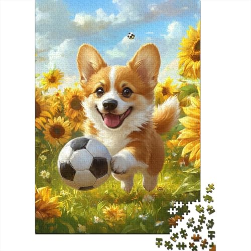 Cute Corgi Playing Soccer Ball 1000 Teile Puzzles Geschenkideen Holzpuzzle Erwachsene Abbauen Familien Für Erwachsene Und Kinder Ab 12 Jahren 1000pcs (75x50cm) von GAOYUCHUN