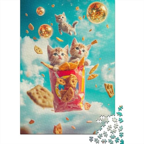 Cute Kitten Puzzle 1000 Teile Erwachsene Lernspiel Spielzeug Geschenk Holzpuzzle Erwachsene Für Erwachsene Und Kinder 1000pcs (75x50cm) von GAOYUCHUN