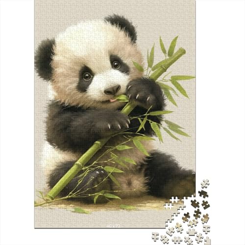 Cute Panda is Eating Bamboo 1000 Stück Puzzles Stressabbau-Spielzeug Puzzle 1000 Teile Holzpuzzle Erwachsene Heim Dekoration Erwachsene Und Kinder Ab 14 Jahren 1000pcs (75x50cm) von GAOYUCHUN