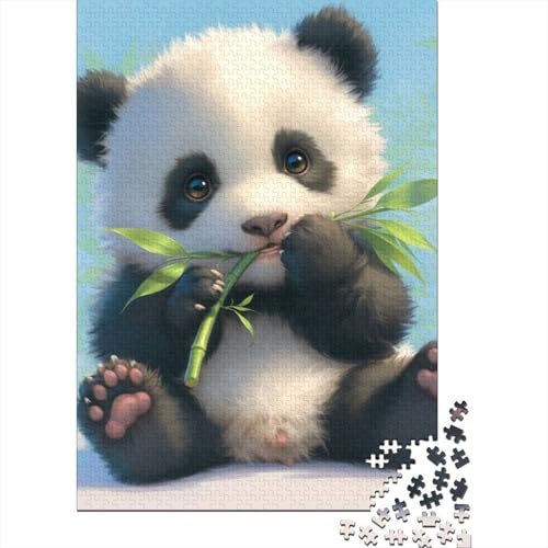 Cute Panda is Eating Bamboo Puzzle 1000 Teile Erwachsene Lernspiel Spielzeug Geschenk Holzpuzzle Erwachsene Für Erwachsene Und Kinder 1000pcs (75x50cm) von GAOYUCHUN