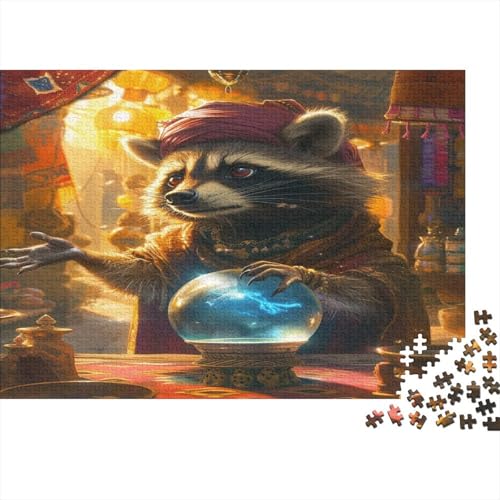 Cute Raccoon Puzzle 1000 Teile Für Erwachsene Einzigartige Wohnkultur Und Geschenke Für Zuhause Holzpuzzle Familie Oder Kinder Puzzle 1000 Teile (75 x 50 cm) von GAOYUCHUN