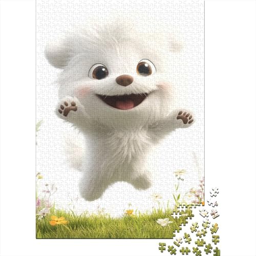 Cute White Dog 1000 Teile Puzzles Lernspiel Spielzeug Geschenk Puzzle 1000 Teile Puzzles Heim Dekoration Stressabbau-Spielzeug Für Erwachsene Und Kinder Ab 12 Jahren 1000pcs (75x50cm) von GAOYUCHUN