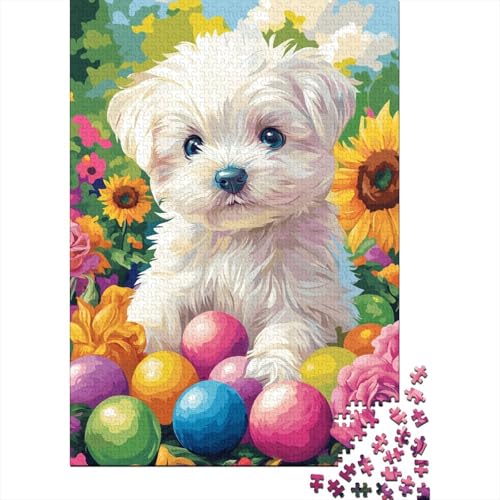 Cute White Puppy 1000 Teile Puzzles Lernspiel Spielzeug Geschenk Puzzle 1000 Teile Puzzles Heim Dekoration Stressabbau-Spielzeug Für Erwachsene Und Kinder Ab 12 Jahren 1000pcs (75x50cm) von GAOYUCHUN