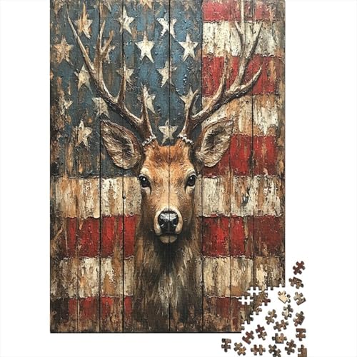 Deer Head Puzzle 1000 Teile Erwachsene Lernspiel Spielzeug Geschenk Holzpuzzle Erwachsene Für Erwachsene Und Kinder 1000pcs (75x50cm) von GAOYUCHUN