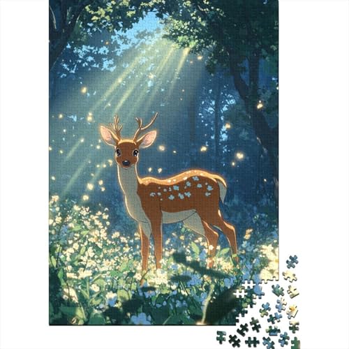 Deer in The Forest 1000 Teile Puzzles Lernspiel Spielzeug Geschenk Puzzle 1000 Teile Holzpuzzle Erwachsene Herausforderung Erwachsene Und Kinder Ab 14 Jahren 1000pcs (75x50cm) von GAOYUCHUN