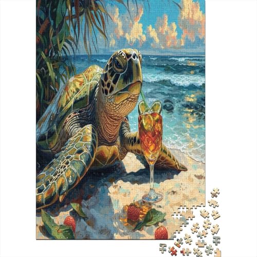 Drinking Turtle Puzzle 300 Teile Für Erwachsene Puzzles Geschicklichkeitsspiel Für Die Ganze Familie Für Erwachsene Und Kinder Ab 12 Jahren 300pcs (40x28cm) von GAOYUCHUN