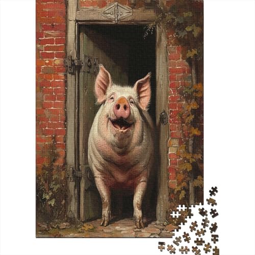 Elated Pig 300-teiliges Puzzle Für Erwachsene Kinder Geschicklichkeitsspiel Für Die Ganze Familie Puzzle Für Erwachsene Und Kinder Ab 14 Jahren 300pcs (40x28cm) von GAOYUCHUN