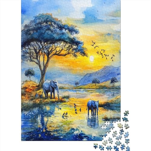 Elephant 1000-teiliges Puzzle Lernspiel Spielzeug Geschenk Puzzle 1000 Teile Holzpuzzles Heim Dekoration Erwachsene Und Kinder Ab 14 Jahren 1000pcs (75x50cm) von GAOYUCHUN