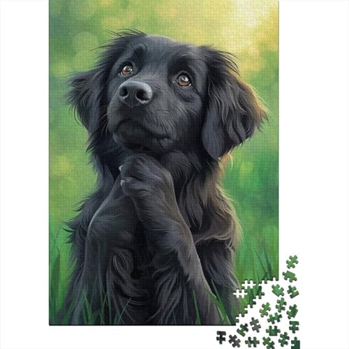 Flat-coated Retriever Puzzle 300 Teile Für Erwachsene Puzzles Geschicklichkeitsspiel Für Die Ganze Familie Puzzle Für Erwachsene Und Kinder Ab 14 Jahren 300pcs (40x28cm) von GAOYUCHUN