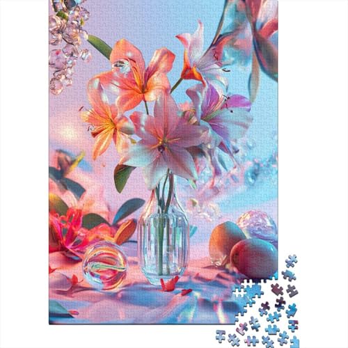 Flower Vintage Puzzle 1000 Teile für Erwachsene Einzigartige Wohnkultur Und Geschenke Für Zuhause Holzpuzzle Familie Oder Kinder Puzzle 1000 Teile (75 x 50 cm) von GAOYUCHUN