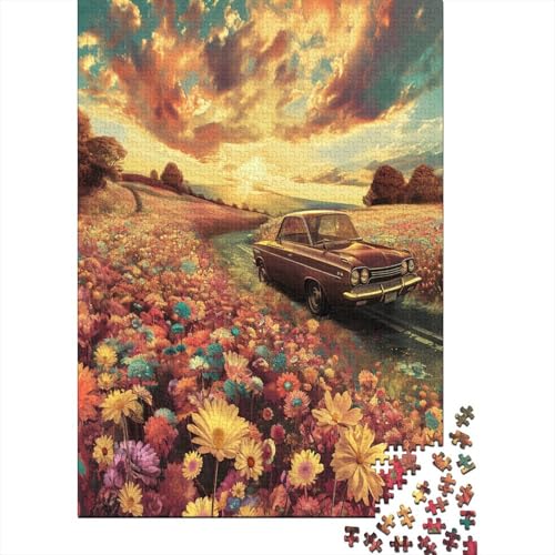 Flowers and Cars 300 Teile Puzzle Für Erwachsene Puzzlespiele Für Die Ganze Familie Puzzle Für Erwachsene Und Kinder Ab 14 Jahren 300pcs (40x28cm) von GAOYUCHUN