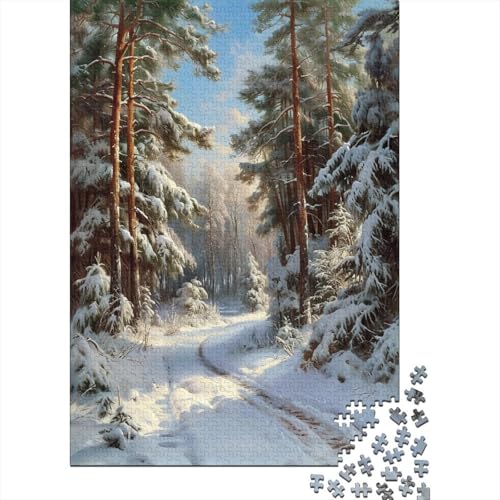 Forest in Winter 500-teiliges Puzzle Für Erwachsene Kinder Geschicklichkeitsspiel Für Die Ganze Familie Puzzle Für Erwachsene Und Kinder Ab 14 Jahren 500pcs (52x38cm) von GAOYUCHUN