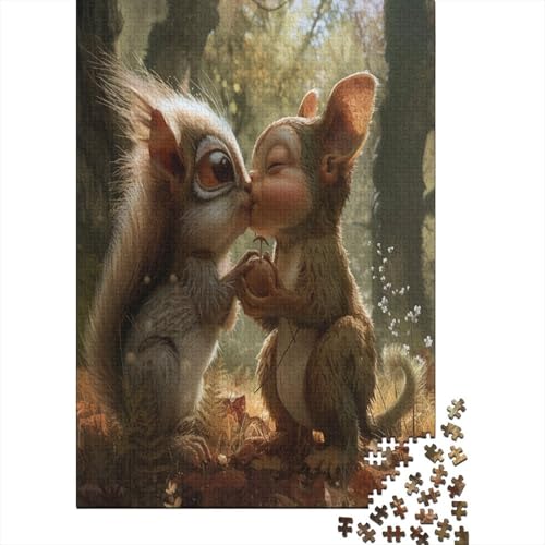 Girl Kissing Squirel Puzzle 1000 Teile Für Erwachsene Puzzles Ein Herausforderndes Rätsel Für Erwachsene Und Kinder Ab 12 Jahren 1000pcs (75x50cm) von GAOYUCHUN