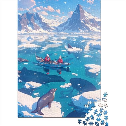 Glacial Penguin 1000-teiliges Puzzle Heim Dekoration Puzzle 1000 Teile Holzpuzzle Erwachsene Stressabbau-Spielzeug Für Erwachsene Und Kinder Ab 12 Jahren 1000pcs (75x50cm) von GAOYUCHUN