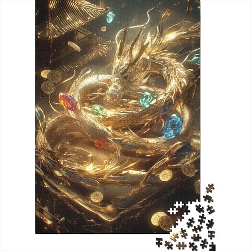 Golden Dragon Puzzle 1000 Teile Erwachsene Lernspiel Spielzeug Geschenk Holzpuzzle Erwachsene Für Erwachsene Und Kinder 1000pcs (75x50cm) von GAOYUCHUN