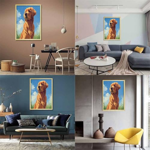 Golden Retriever 1000 Stück Puzzles Für Erwachsene Teenager Stress Abbauen Familien-Puzzlespiel Mit Poster in 1000-teiliges Puzzle Kinder Lernspiel Spielzeug Geschenk Puzzel 1000pcs (75x50cm) von GAOYUCHUN