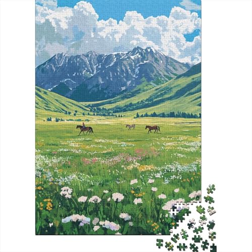 Green Grassland with Flowers Puzzle 1000 Teile Erwachsene Heim Dekoration Holzpuzzle Erwachsene Für Erwachsene Und Kinder Ab 12 Jahren 1000pcs (75x50cm) von GAOYUCHUN