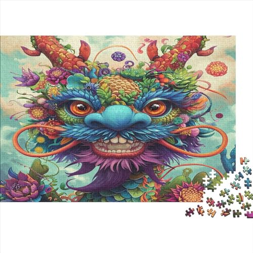 Happy New Year Dragons 1000-teiliges Puzzle UnregelmaBige Einzigartige Holzpuzzle Erwachsene Herausforderung Für Erwachsene Und Kinder Ab 12 Jahren 1000pcs (75x50cm) von GAOYUCHUN