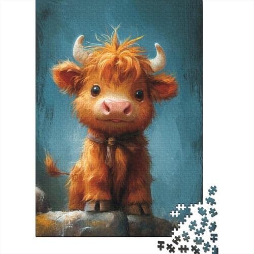 Highland Cow 1000 Teile Puzzle Für Erwachsene Geschicklichkeitsspiel Für Die Ganze Familie Für Erwachsene Und Kinder Ab 12 Jahren 1000pcs (75x50cm) von GAOYUCHUN