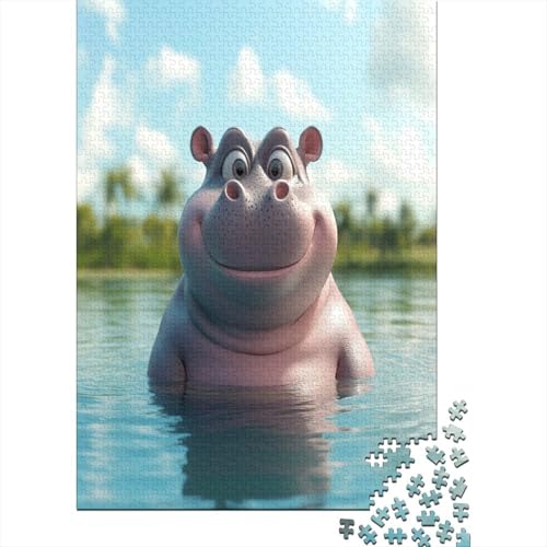 Hippo 1000 Teile Puzzles Lernspiel Spielzeug Geschenk Puzzle 1000 Teile Holzpuzzle Erwachsene Herausforderung Erwachsene Und Kinder Ab 14 Jahren 1000pcs (75x50cm) von GAOYUCHUN