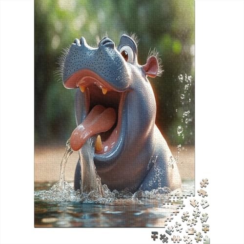 Hippo Puzzle 1000 Teile Lernspiel Spielzeug Geschenk Holzpuzzle Erwachsene Abbauen Familien Für Erwachsene Und Kinder 1000pcs (75x50cm) von GAOYUCHUN