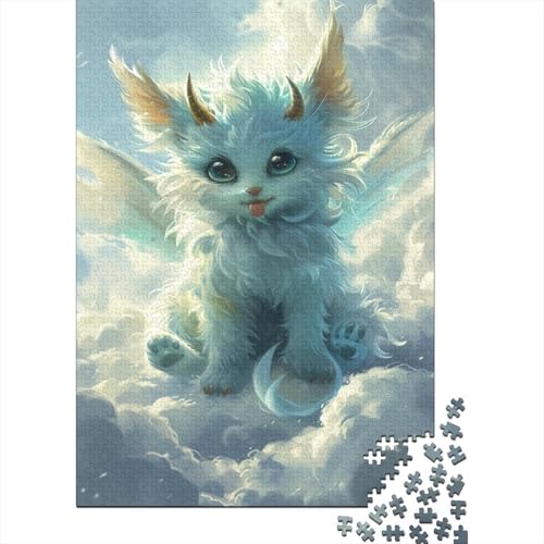 Kitten with Fluffy White 1000 Teile Puzzle Für Erwachsene Geschicklichkeitsspiel Für Die Ganze Familie Für Erwachsene Und Kinder Ab 12 Jahren 1000pcs (75x50cm) von GAOYUCHUN